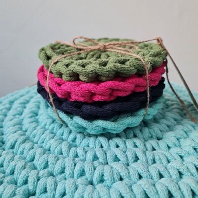 Háčkované podtácky 4 ks – mix barev