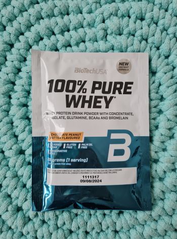 Proteinový prášek 100% pure Whey (chocolate peanut butter) 28 g – BioTechUSA