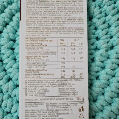 Exclusive Selection Hořká čokoláda 70% (bez přidaného cukru, s erythritolem) 100 g – Taitau