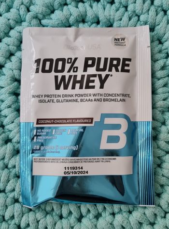 Proteinový prášek 100% pure Whey (kokos-čokoláda) 28 g – BioTechUSA