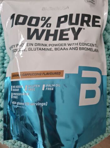 Proteinový prášek 100% pure Whey (cookies-cream) 454 g – BioTechUSA