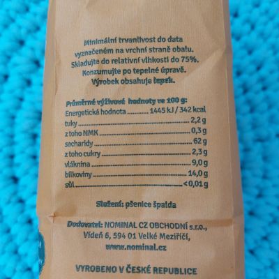 Mouka špaldová celozrnná jemná 1 kg – Nominal (NOVÁ ŠARŽE)