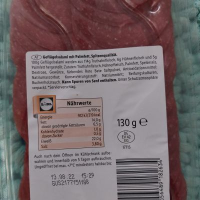 Drůbeží salám 130 g (JEN OSOBNÍ ODBĚR)