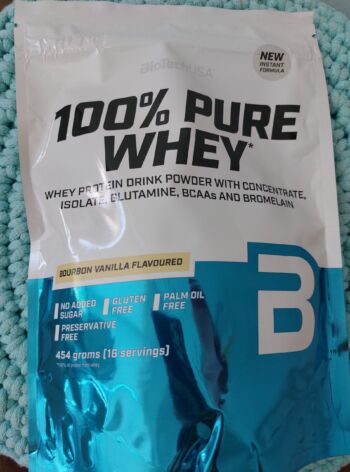 Proteinový prášek 100% pure Whey (bourbon vanilla) 454 g – BioTechUSA