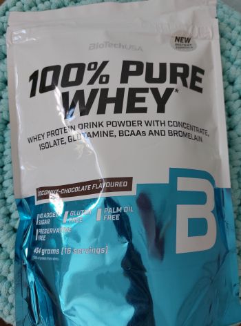 Proteinový prášek 100% pure Whey (coconut chocolate) 454 g – BioTechUSA