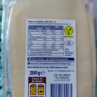 Sýr Gouda light plátky 200 g (JEN OSOBNÍ ODBĚR)