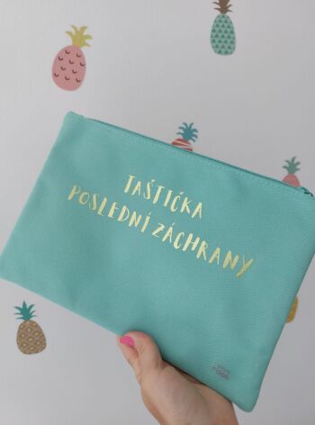 Taštička poslední záchrany JEZ SPRÁVNĚ A BEZ EXTRÉMŮ – mint/gold