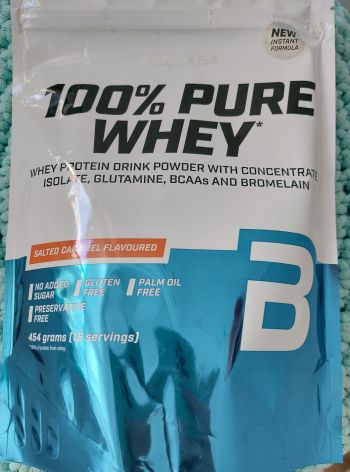 Proteinový prášek 100% pure Whey (slaný karamel) 454 g – BioTechUSA