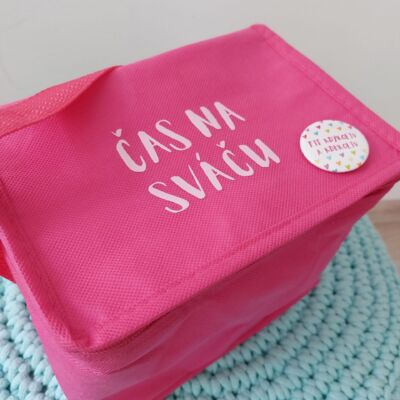 Termo taštička „ČAS NA SVÁČU“ + placka – růžová