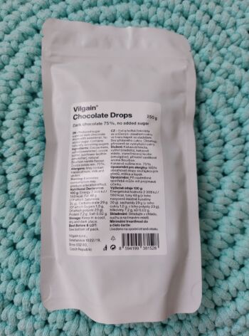 Čokoládové pecky bez přidaného cukru ⁠HOŘKÁ ČOKOLÁDA 250 g – Vilgain