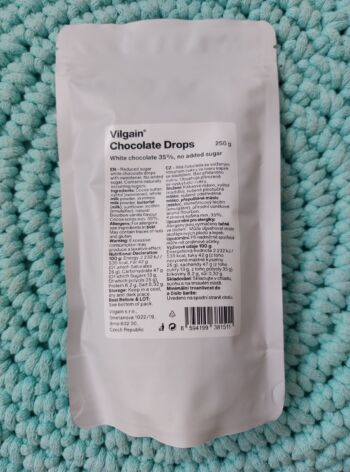 Čokoládové pecky bez přidaného cukru ⁠BÍLÁ ČOKOLÁDA 250 g – Vilgain