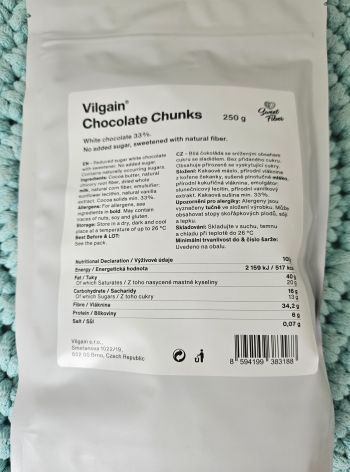 Chocolate chunks DARK 70% kakaa bez přidaného cukru 250 g – Vilgain