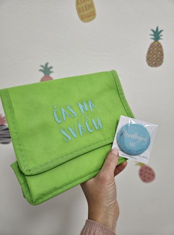 Termo taštička „ČAS NA SVÁČU“ green/ mint + placka