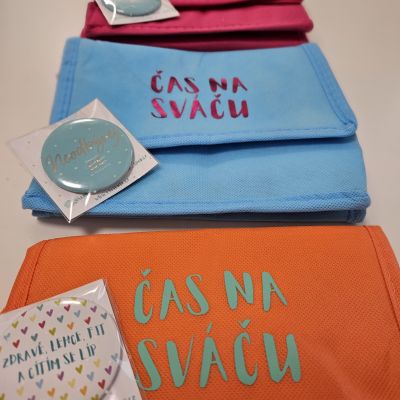Termo taštička „ČAS NA SVÁČU“ orange/ mint (little) + placka